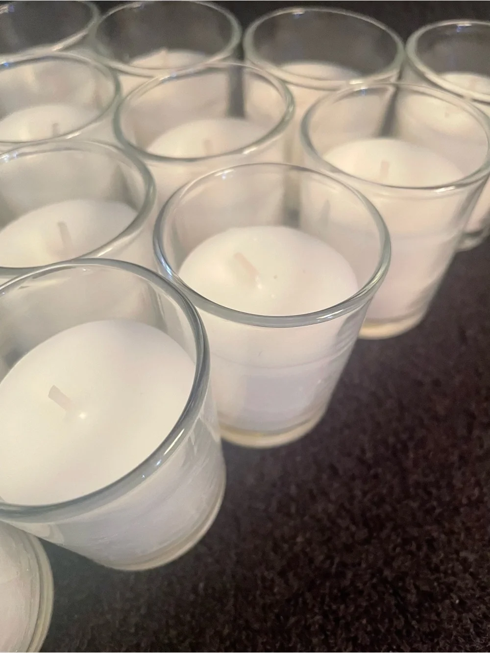 33 White Votive Candles with Clear Glass Holder
